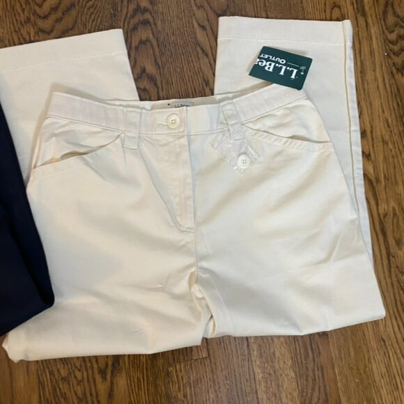 (2) L.L. Bean Classic Fit 10R khaki (Whalebone) and black cropped pants Bayside - Picture 3 of 9